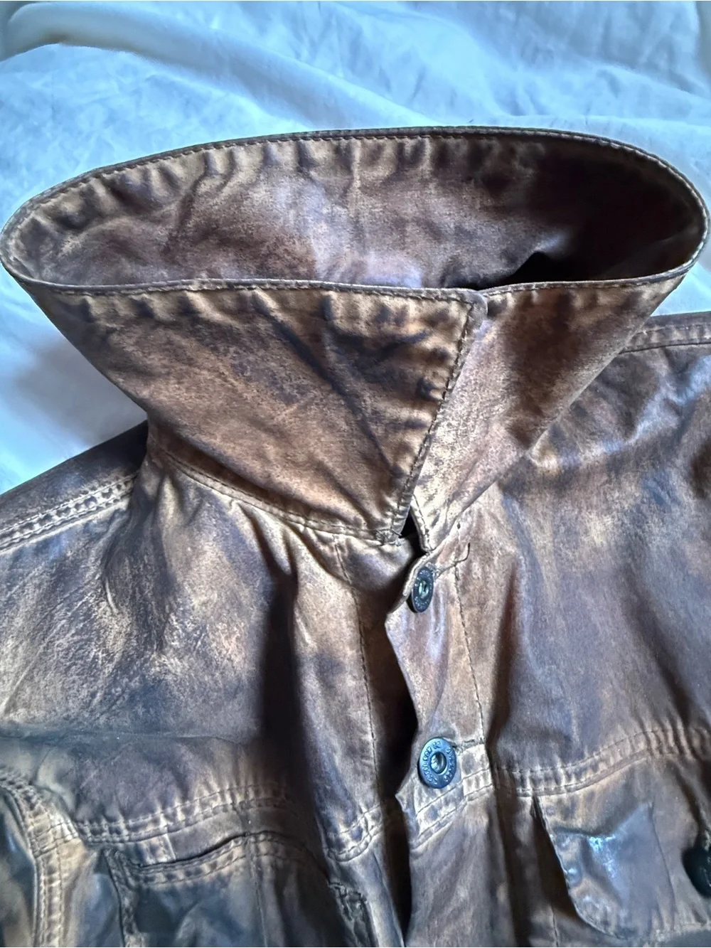 Filson USA Made Plaid Lined Tin Cloth Short Cruiser Jacket - Heavy Patina M